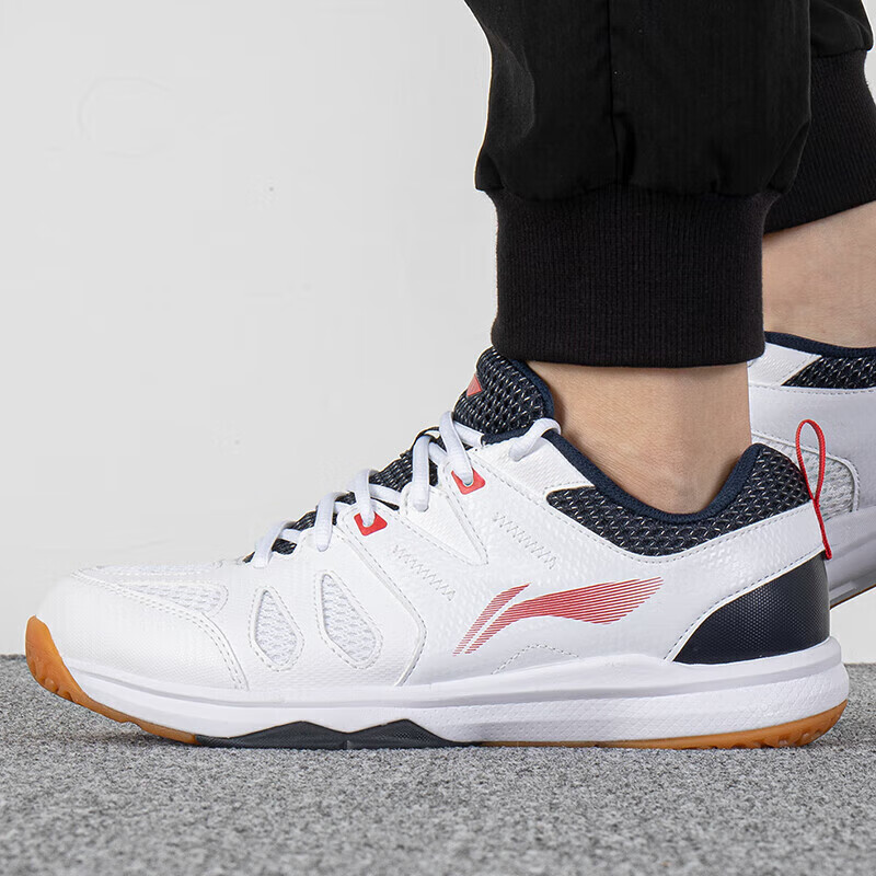李寧（LI-NING）男鞋 2023新款運動鞋舒適休閑鞋防滑耐磨訓(xùn)練網(wǎng)眼透氣羽毛球鞋 AYTP029-3