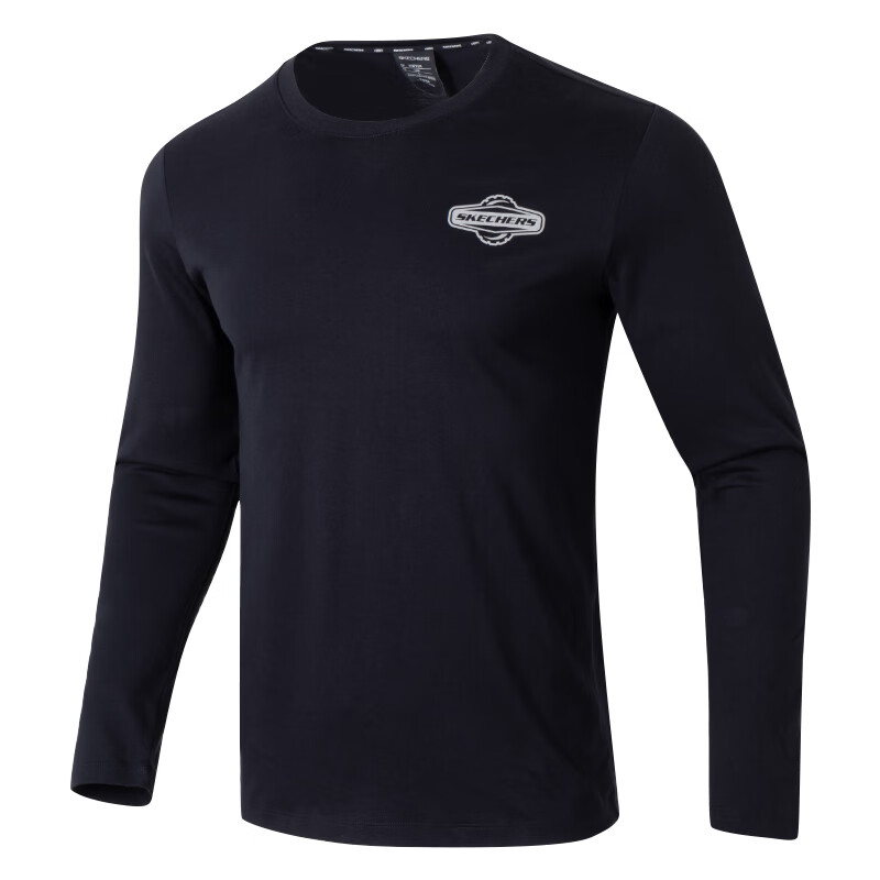 斯凱奇Skechers男裝 2024冬季新款運(yùn)動服健身訓(xùn)練舒適透氣休閑長袖T恤 L323M115-0018